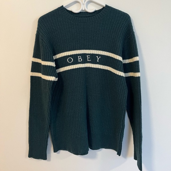 Obey Roebling Sweater in Forest Green/ Dark Teal - Picture 4 of 4